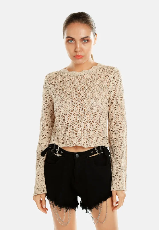 Short Crew Neck Sweater Top by RUW