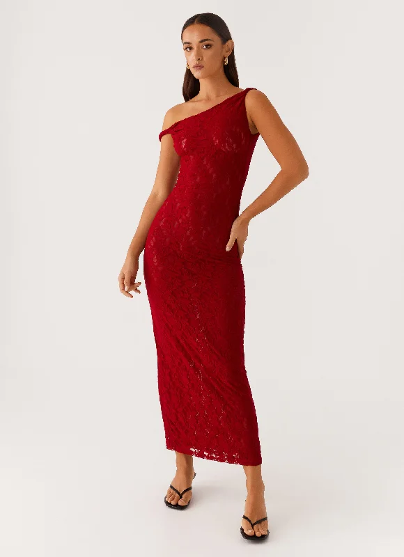 Flowy DressArabella Twist Shoulder Maxi Dress - Maroon