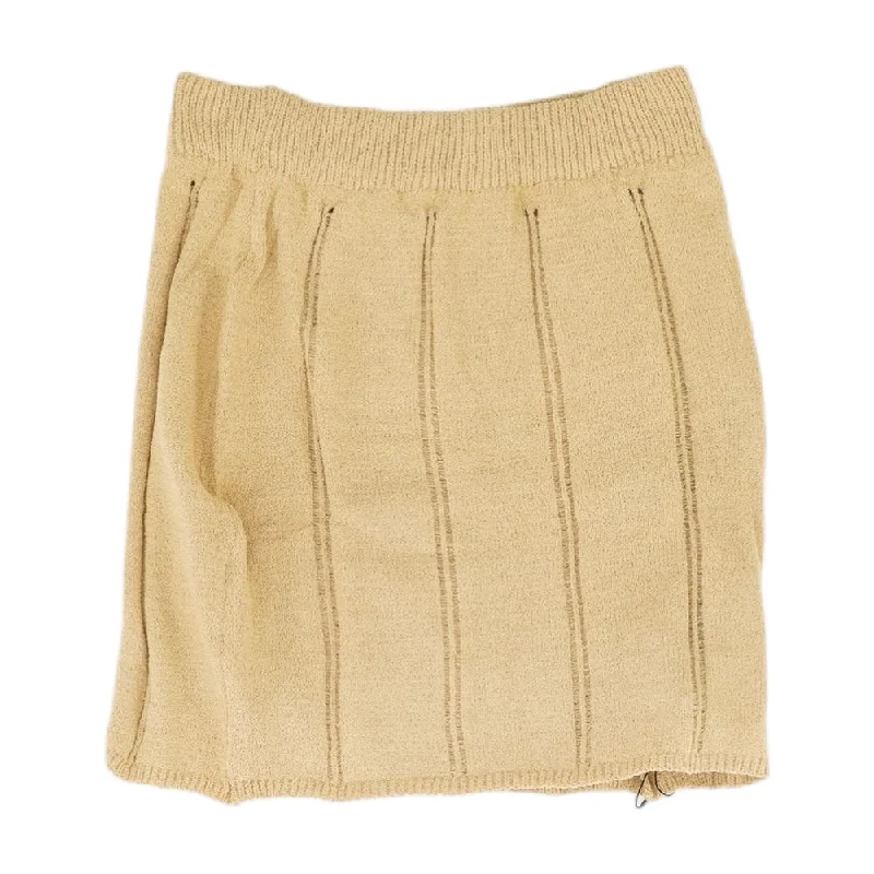 women's striped skirtsBeige Solid Mini Skirt