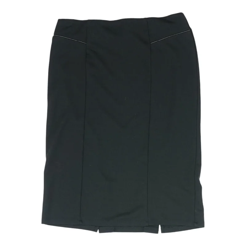 women's elegant skater skirtsBlack Solid Midi Skirt