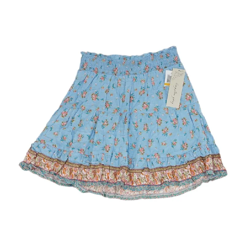 women's wrap skirtsBlue Floral Mini Skirt