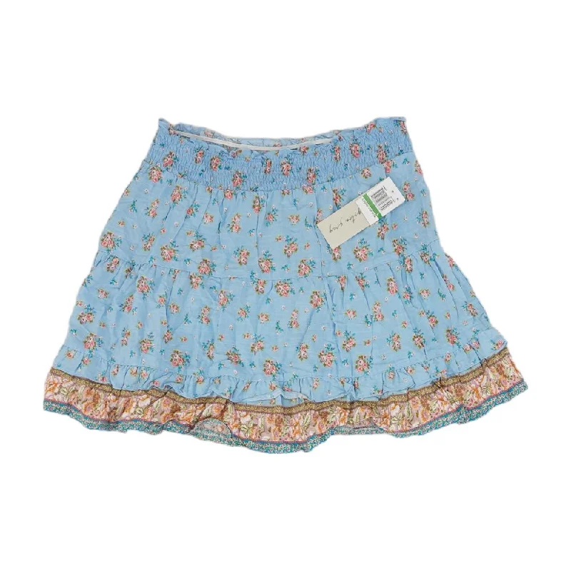 women's chic wrap skirtsBlue Floral Mini Skirt