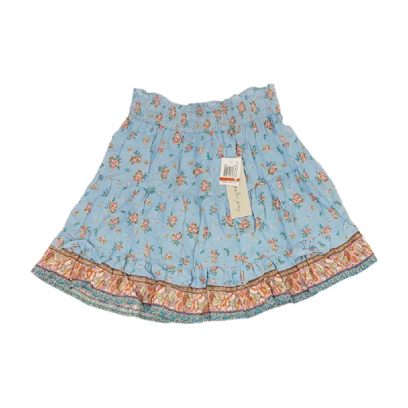 women's knitted mini skirts for casual wearBlue Floral Mini Skirt