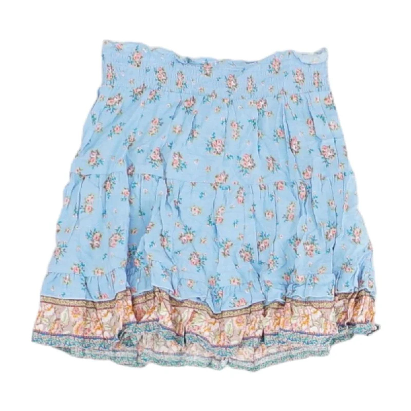 women's zip-up skirtsBlue Floral Mini Skirt