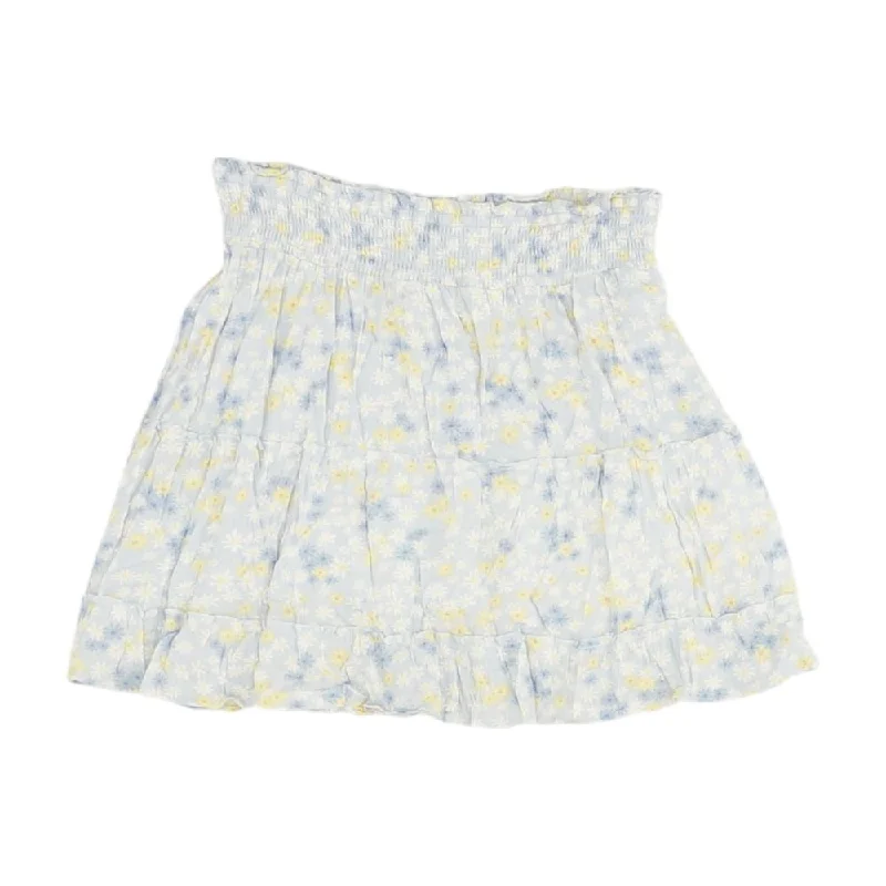 women's floral skirtsBlue Floral Mini Skirt