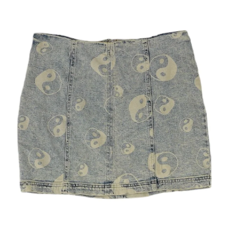 women's spring mini skirtsBlue Graphic Mini Skirt