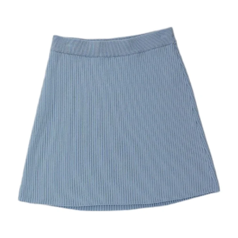 women's lightweight linen skirts for warm weatherBlue Solid Mini Skirt