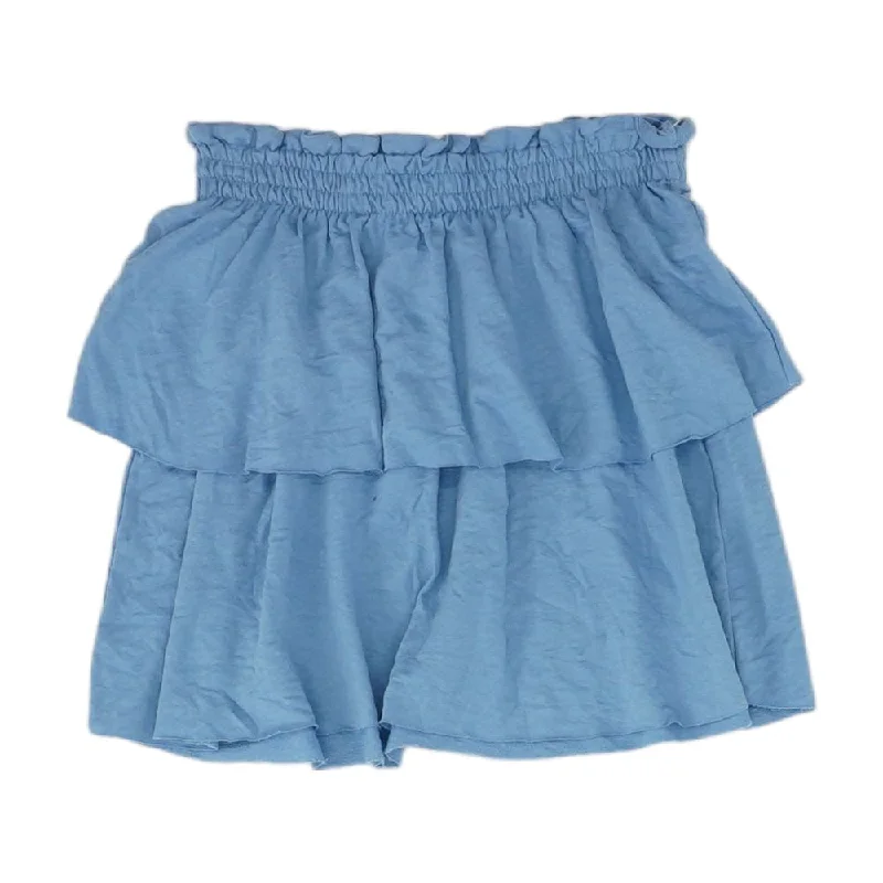 women's zip-up skirtsBlue Solid Mini Skirt