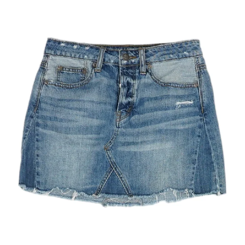 women's flowy skirtsBlue Solid Mini Skirt