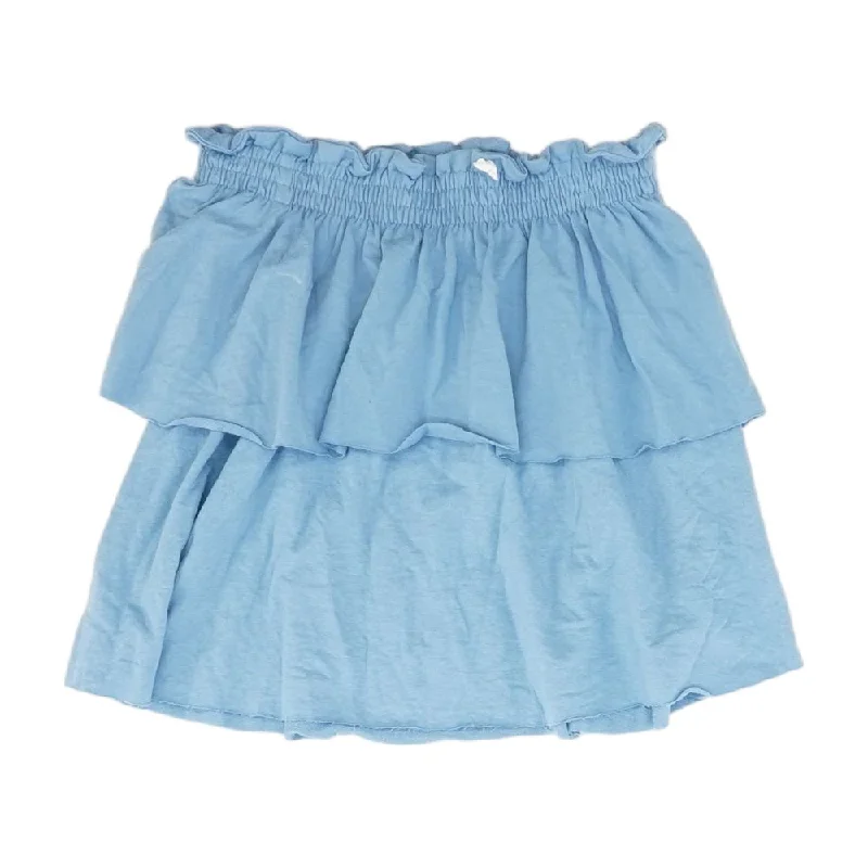 women's winter velvet skirtsBlue Solid Mini Skirt