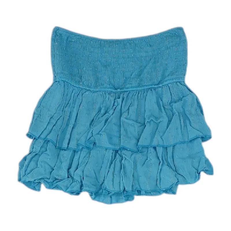 women's chiffon maxi skirtsBlue Solid Skort Skirt