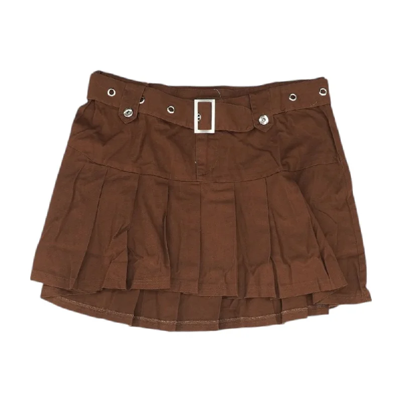 women's striped tulip skirtsBrown Solid Mini Skirt