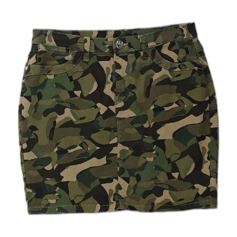 women's velvet wrap skirts for elegant eveningsGreen Camo Mini Skirt