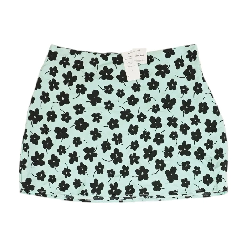 women's woven A-line skirts for summerGreen Floral Mini Skirt