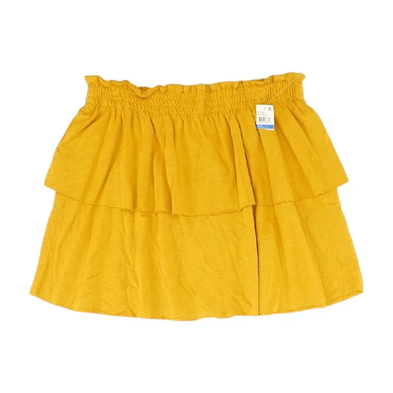 women's solid-color skirtsMustard Solid Midi Skirt