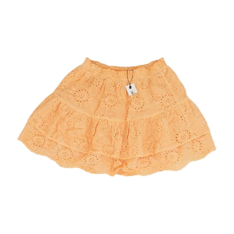 women's figure-flattering business skirtsOrange Eyelet Mini Skirt