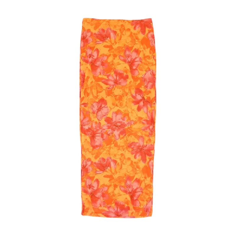 women's solid-color skirtsOrange Floral Maxi Skirt