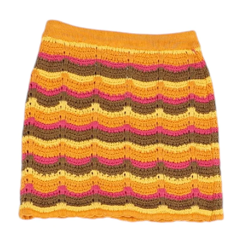 women's knitted mini skirts for casual wearOrange Striped Mini Skirt