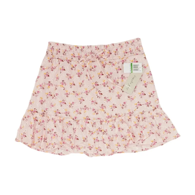 women's satin skirtsPink Floral Mini Skirt