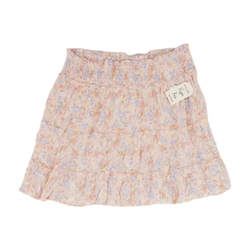 women's affordable velvet skirtsPink Floral Mini Skirt