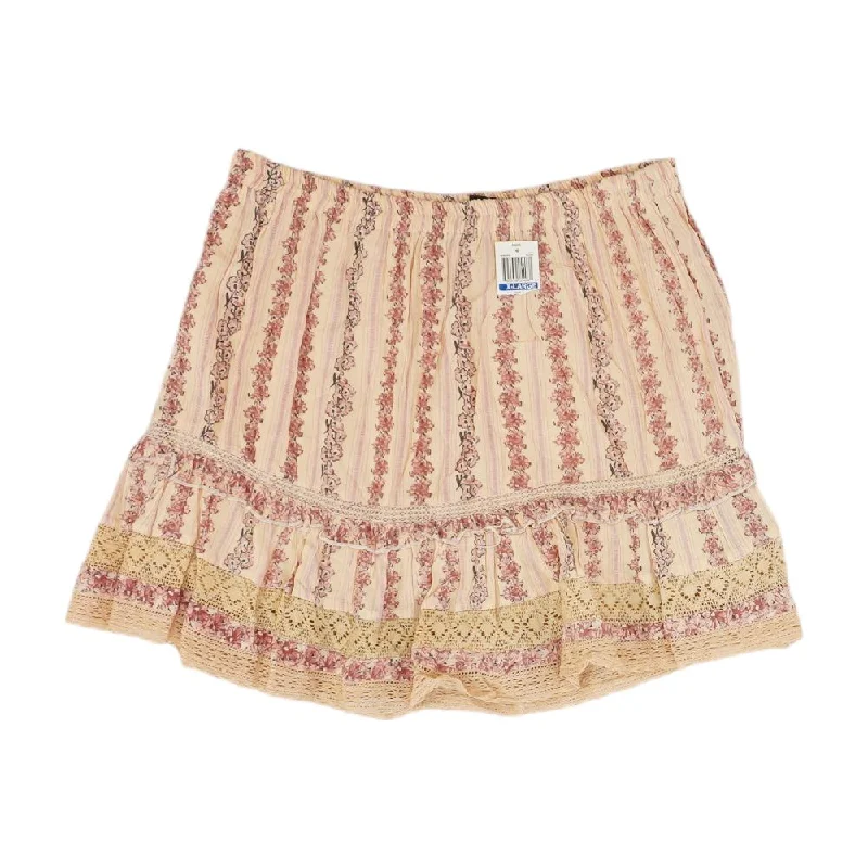 women's lace A-line skirtsPink Floral Mini Skirt