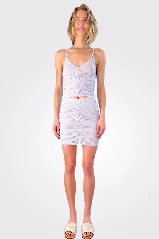 women's denim midi skirtsShirred Mini Skirt - French Lilac