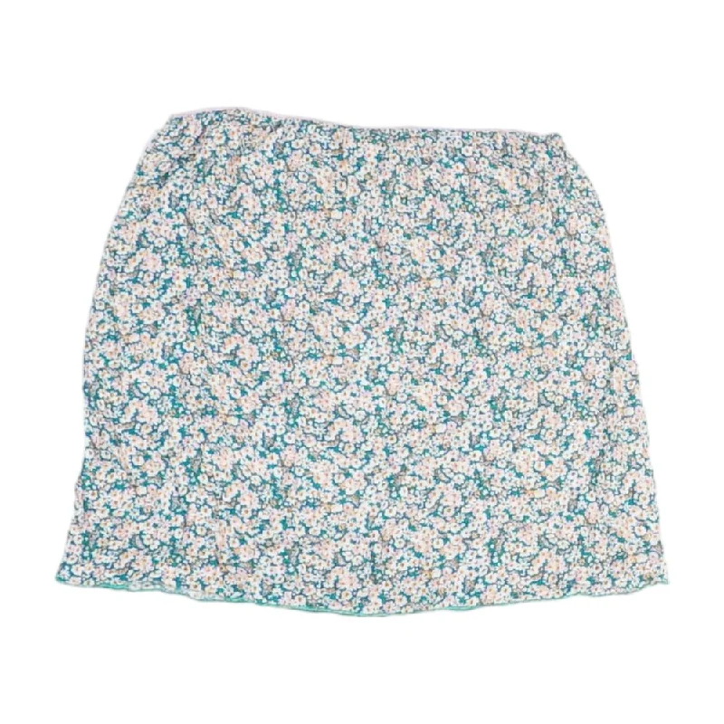 women's lace-up skirtsTeal Floral Mini Skirt