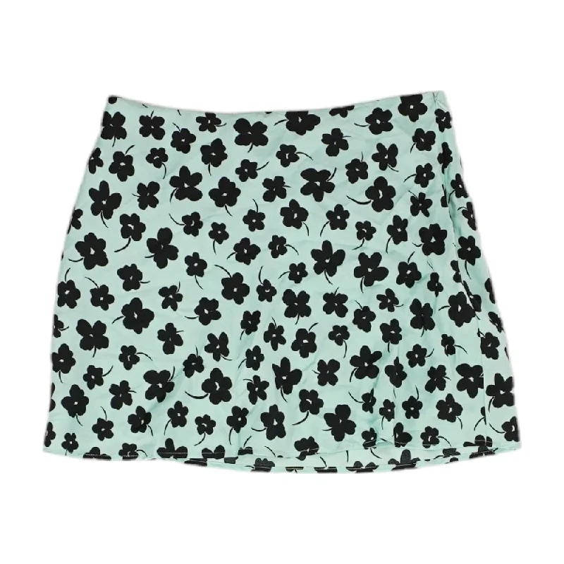 women's fair-trade solid-color skirtsTurquoise Floral Mini Skirt