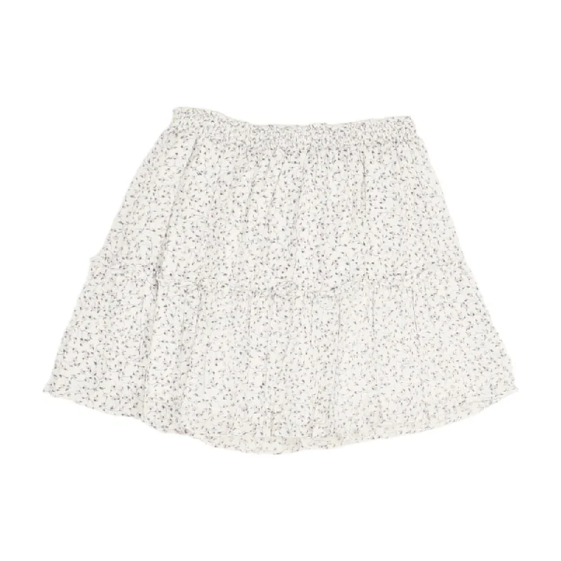 women's high-waisted skirtsWhite Floral Mini Skirt