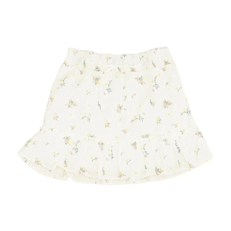 women's satin skirtsWhite Floral Mini Skirt