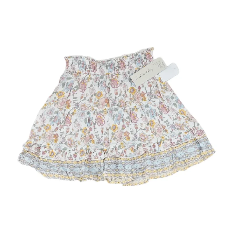 women's denim midi skirtsWhite Floral Mini Skirt