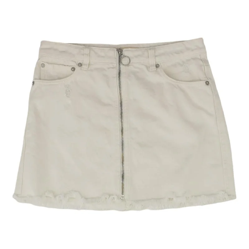 women's pencil pleat skirtsWhite Solid Mini Skirt