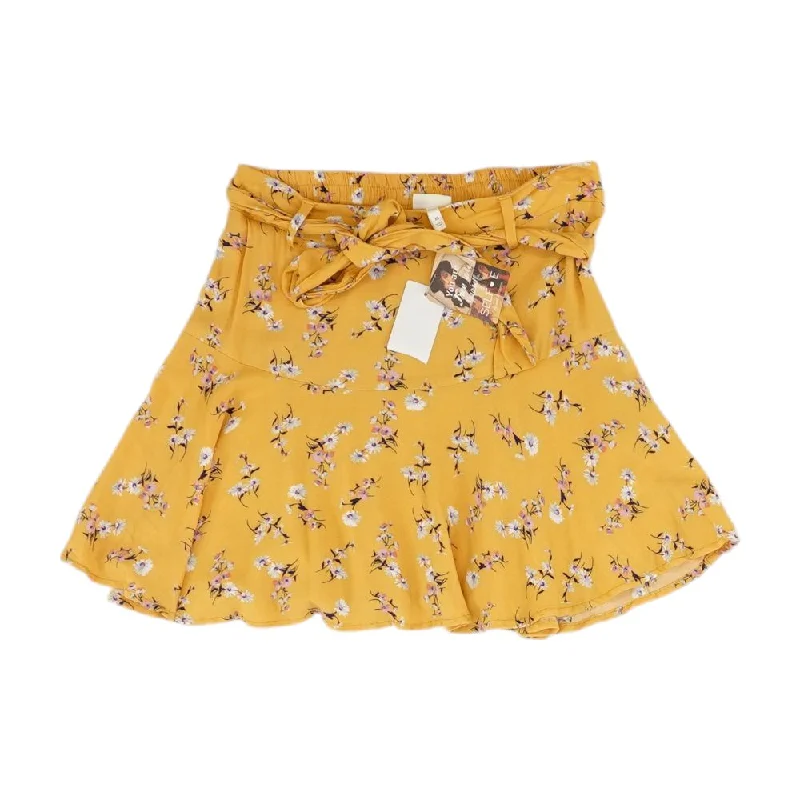 women's business skirtsYellow Floral Mini Skirt