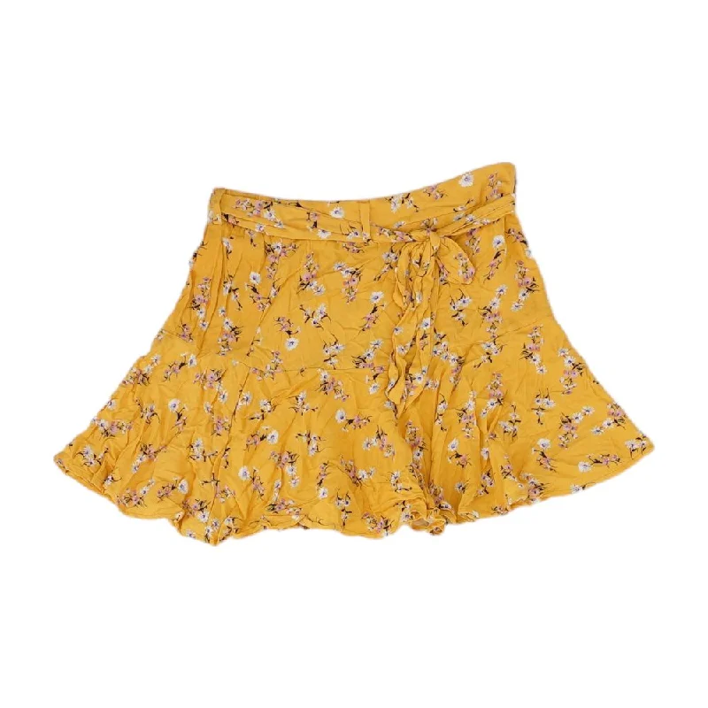 women's designer floral skirtsYellow Floral Mini Skirt