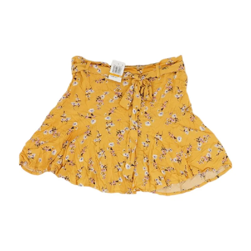 women's classic chiffon skirtsYellow Floral Mini Skirt