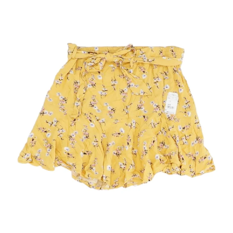 women's fitted skirtsYellow Floral Mini Skirt