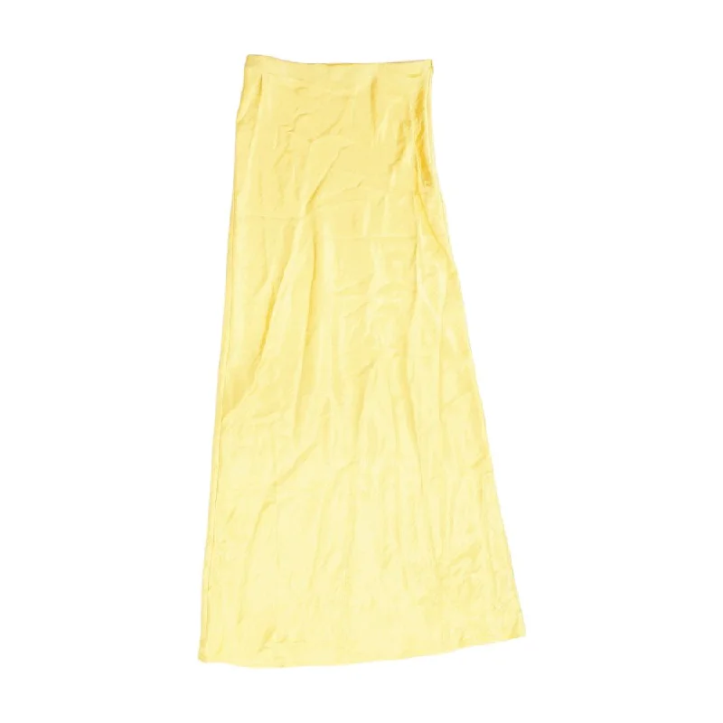 women's lace-up skirtsYellow Solid Midi Skirt