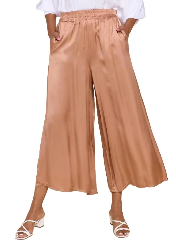 women's wedding pantsAmara Satin Pants In Caramello