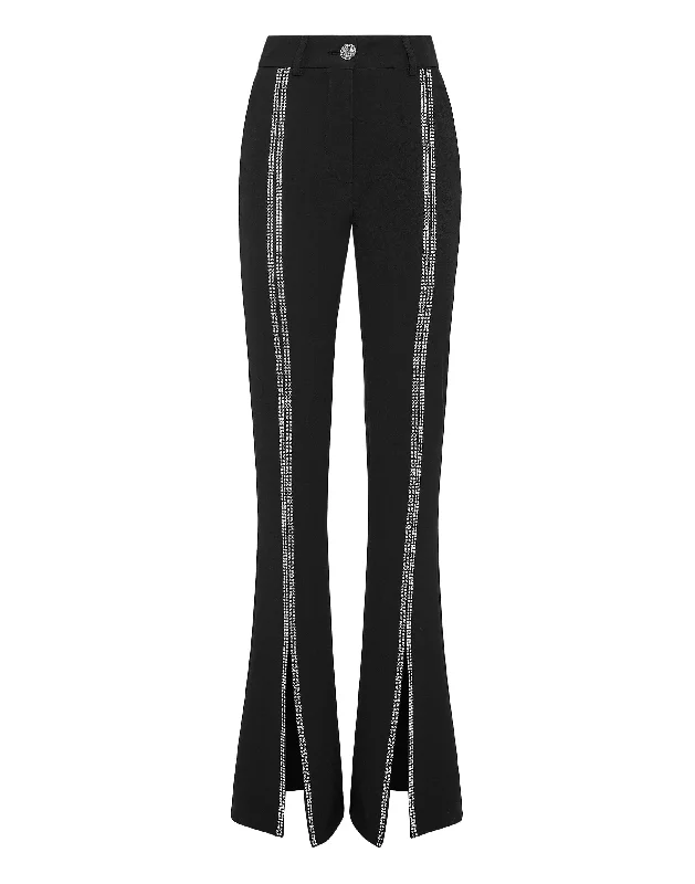 women's ankle-length pantsCady High Waist Trousers Crystal with Crystals