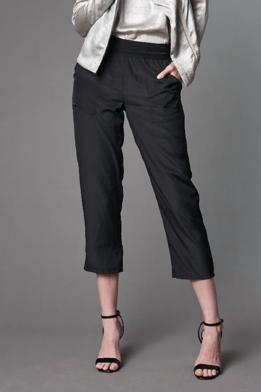 women's thermal pantsCropped Pull-On Pant In Black