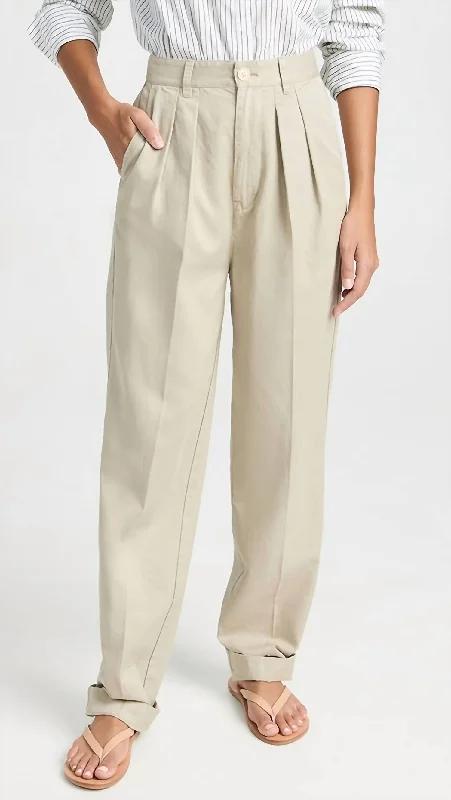 women's high-slung pantsDouble Pleat Pant In Twill In Putty