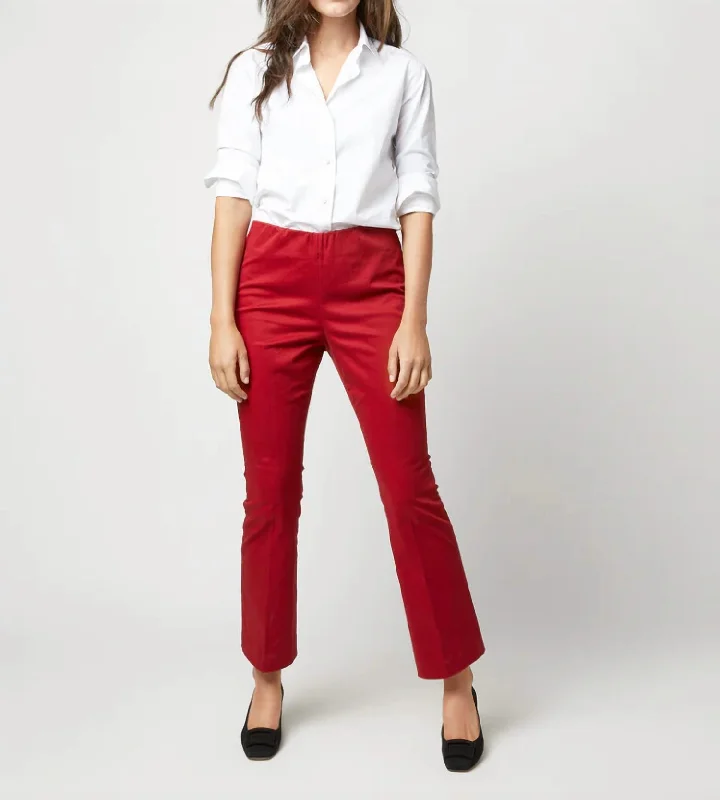 women's nursing pantsFaye Flare Cropped Pants In Red Stretch Sateen