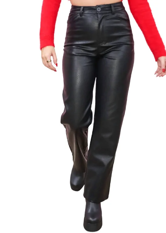 women's yoga pantsGoing My Own Way Faux Leather Pants In Black