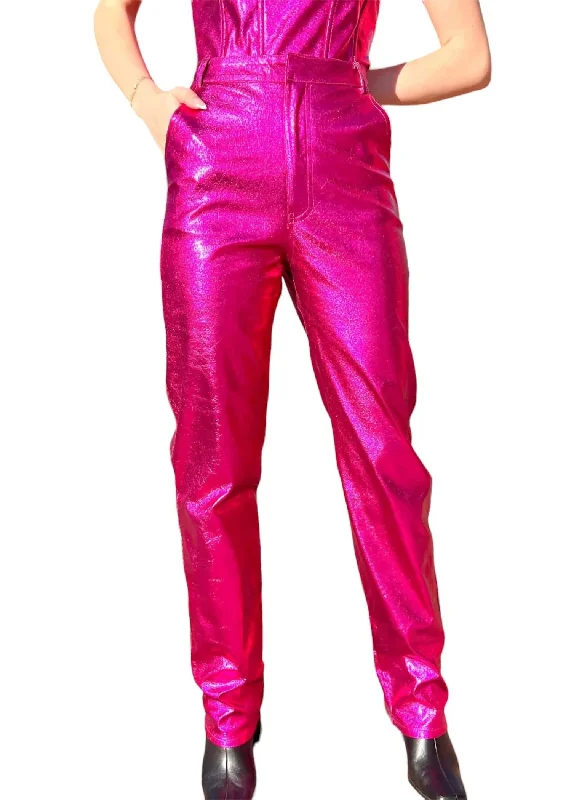 women's ankle-length pantsI'm The Moment Vegan Pants In Fuchsia