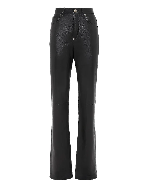 women's striped pantsLeather Trousers Long