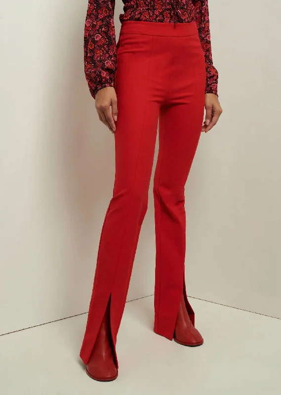 women's clubbing pantsLucia Flare Slit Pant In Red