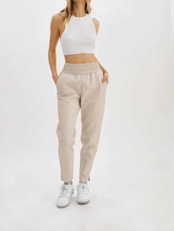 women's nursing pantsNineta Leather Joggers In Bone