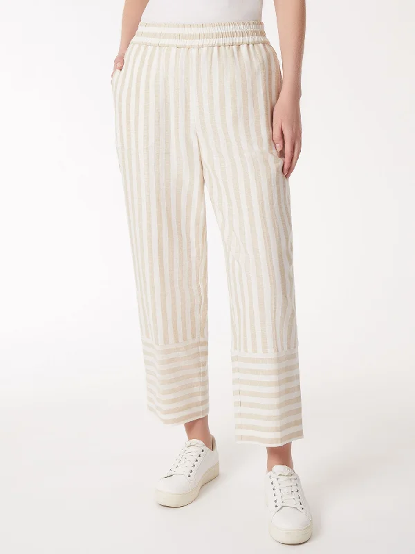 women's denim pantsStriped Pull-On Drawstring Trousers