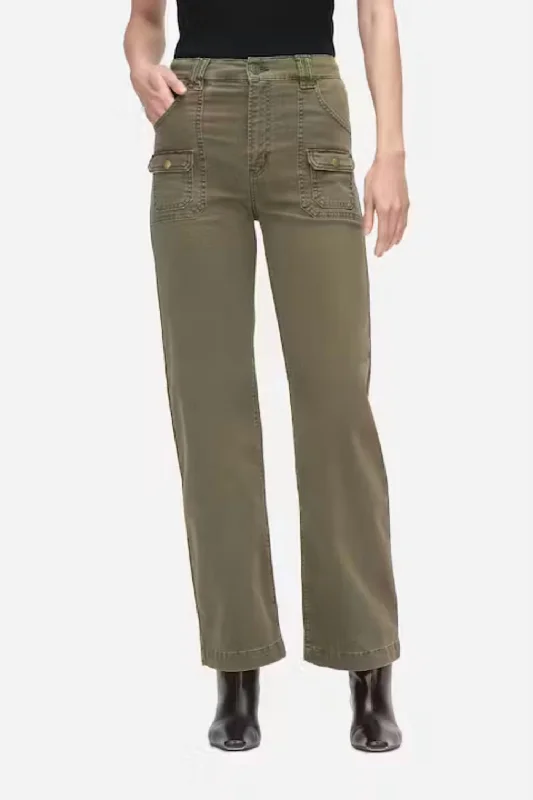 women's wide-leg pantsUtility Pocket Pant In Washed Winter Moss