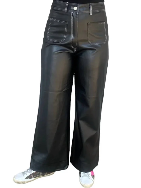 women's striped pantsVegan Leather Pants In Black